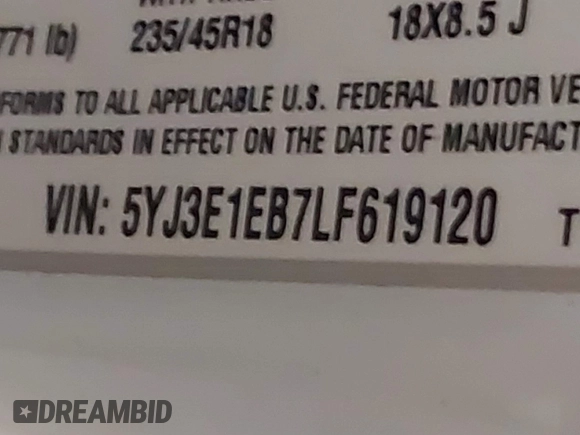 2020 Tesla Model 3 Long Range z VIN 5YJ3E1EB7LF619120, wystawiony jako IAAI lot #41334485 z przebiegiem Nie podano mil oraz . Historia ofert i sprzedaży dostępna na DreamBid. Obrazek 9.