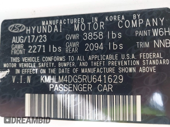 2024 Hyundai Elantra SEL with VIN KMHLM4DG5RU641629, listed as a IAAI auction lot 42137743 with 34,881 mi miles and . Bid and sale history available at DreamBid. Image 9.