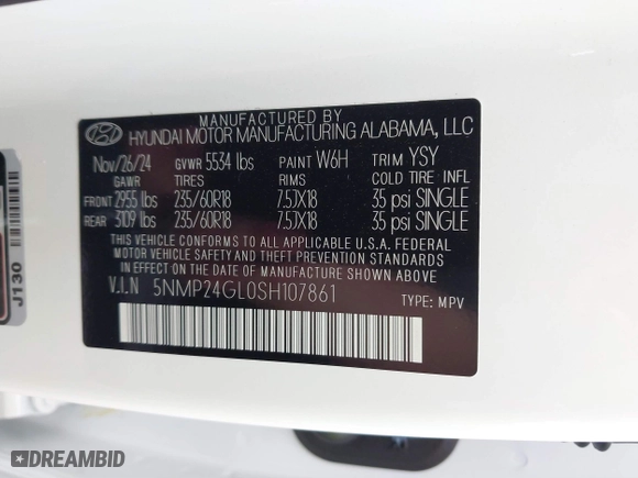 2025 Hyundai Santa Fe SEL with VIN 5NMP24GL0SH107861, listed as a IAAI auction lot 41590774 with 1 mi miles. Bid and sale history available at carsss.com. Image 9.