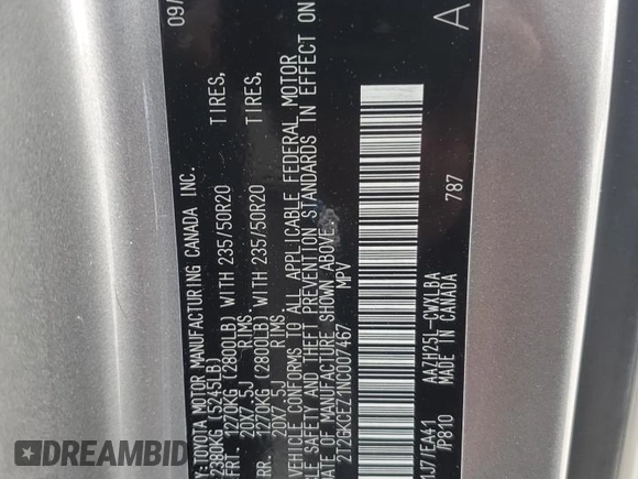 2022 Lexus NX 350h Premium with VIN 2T2GKCEZ1NC007467, listed as a Copart auction lot 82642034 with 4,058 mi miles and Salvage title. Bid and sale history available at DreamBid. Image 12.