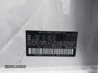 2021 Subaru Impreza Premium with VIN 4S3GKAV61M3604298, listed as a IAAI auction lot 42011198 with 50,667 mi miles and . Bid and sale history available at DreamBid. Image 9.