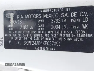 2019 Kia Forte LXS with VIN 3KPF24AD4KE037091, listed as a IAAI auction lot 41461522 with 138,590 mi miles. Bid and sale history available at carsss.com. Image 9.