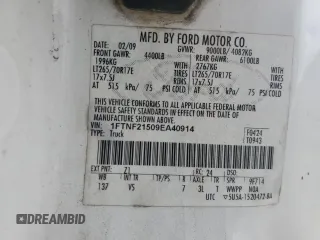 2009 Ford F-250 XL with VIN 1FTNF21509EA40914, listed as a Copart auction lot 44784735 with Not Provided miles and Non Repairable. Bid and sale history available at DreamBid. Image 12.