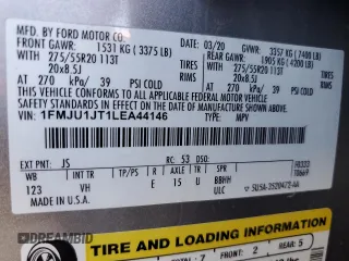 2020 Ford Expedition XLT с VIN 1FMJU1JT1LEA44146, выставлен на аукционе Copart как лот 61271725 с пробегом 68 085 миль миль и Списание • Salvage title. История ставок и продаж доступна на DreamBid. Изображение 14.