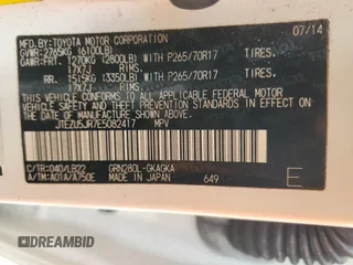 2014 Toyota 4Runner SR5 z VIN JTEZU5JR7E5082417, wystawiony jako Copart lot #56503895 z przebiegiem 256 355 mil mil oraz Szkoda całkowita • Salvage title. Historia ofert i sprzedaży dostępna na DreamBid. Obrazek 13.