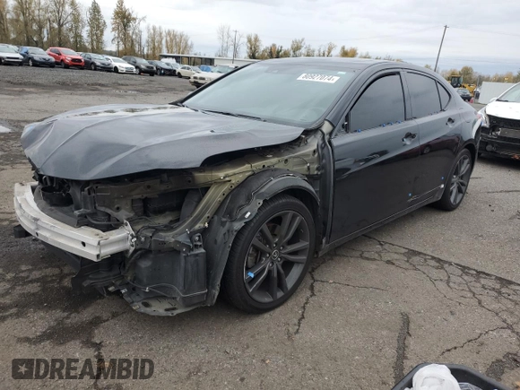 2020 Acura TLX w/A-Spec Pkg with VIN 19UUB1F64LA010172, listed as a Copart auction lot 80927074 with 58,604 mi miles and Salvage Title. Bid and sale history available at carsss.com. Image 1.
