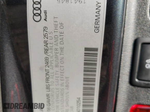 2018 Audi A5 Sportback Premium Plus with VIN WAUENCF57JA010254, listed as a Copart auction lot 82501803 with 60,155 mi miles. Bid and sale history available at carsss.com. Image 13.