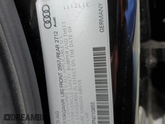 2015 Audi A6 2.0T Premium Plus with VIN WAUGFAFCXFN010855, listed as a Copart auction lot 70228852 with 95,973 mi miles. Bid and sale history available at carsss.com. Image 12.