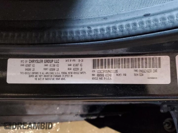 2010 Chrysler Sebring Limited with VIN 1C3CC5FB5AN211195, listed as a Copart auction lot 81773894 with 136,872 mi miles and Non Repairable. Bid and sale history available at carsss.com. Image 14.