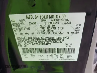 2010 Ford Escape XLS с VIN 1FMCU0C75AKD24279, выставлен на аукционе IAAI как лот 42506127 с пробегом 188 730 миль миль и . История ставок и продаж доступна на DreamBid. Изображение 9.