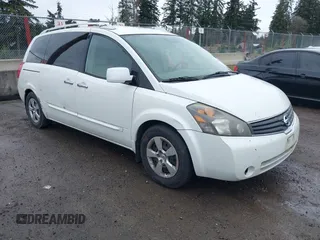 2007 Nissan Quest S with VIN 5N1BV28U87N123194, listed as a IAAI auction lot 41846747 with 168,264 mi miles. Bid and sale history available at carsss.com. Image 1.