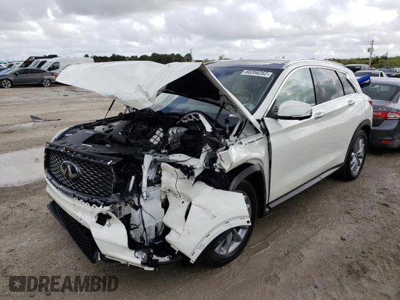 2022 Infiniti QX50 Essential with VIN 3PCAJ5CBXNF117489, listed as a Copart auction lot 68356262 with 4,379 mi miles and . Bid and sale history available at DreamBid. Image 1.