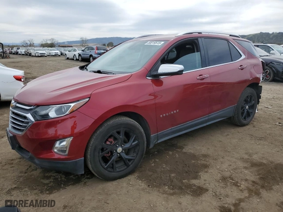 2018 Chevrolet Equinox Premier with VIN 2GNAXMEV3J6261540, listed as a Copart auction lot 50019515 with 76,519 mi miles and Salvage Title. Bid and sale history available at carsss.com. Image 1.