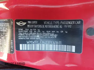 2003 MINI Hardtop z VIN WMWRC33423TC41611, wystawiony jako IAAI lot #41372223 z przebiegiem 164 522 mil mil oraz . Historia ofert i sprzedaży dostępna na DreamBid. Obrazek 9.