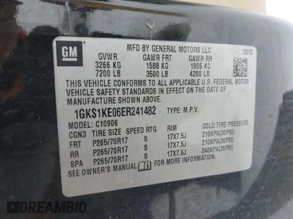 2014 GMC Yukon XL SLT with VIN 1GKS1KE06ER241482, listed as a Copart auction lot 41356595 with 194,329 mi miles and Clean Title. Bid and sale history available at carsss.com. Image 13.