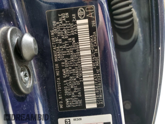 2009 Toyota Matrix with VIN 2T1KU40E89C089965, listed as a Copart auction lot 43244975 with 216,931 mi miles and Salvage Title. Bid and sale history available at DreamBid. Image 13.