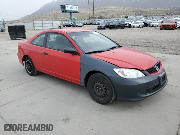 2005 Honda Civic Cpe VP with VIN 1HGEM22105L008523, listed as a Copart auction lot 51151255 with 124,132 mi miles and Salvage Title. Bid and sale history available at carsss.com. Image 4.