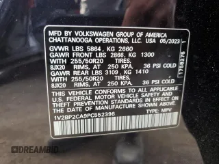 2023 Volkswagen Atlas SEL with VIN 1V2BP2CA9PC552396, listed as a Copart auction lot 73565154 with 14,687 mi miles and Salvage title. Bid and sale history available at DreamBid. Image 13.