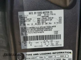 2012 Ford F-150 XL with VIN 1FTFW1CT6CFA18279, listed as a Copart auction lot 50126775 with 152,437 mi miles and Salvage Title. Bid and sale history available at carsss.com. Image 15.