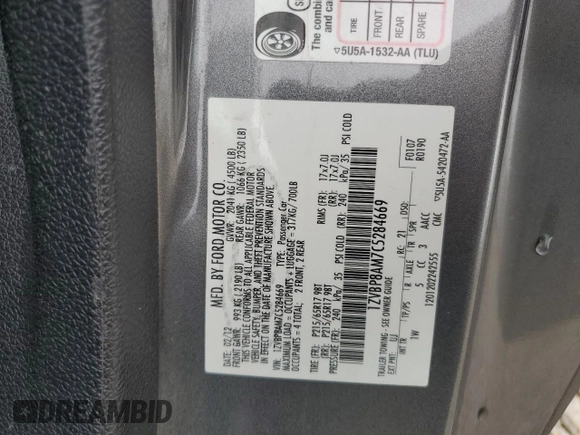 2012 Ford Mustang Premium with VIN 1ZVBP8AM7C5284669, listed as a Copart auction lot 60971735 with 172,958 mi miles and Salvage title. Bid and sale history available at DreamBid. Image 12.