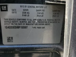 2011 Buick LaCrosse CXL with VIN 1G4GD5ED9BF193997, listed as a Copart auction lot 51745925 with 162,436 mi miles and Salvage title. Bid and sale history available at DreamBid. Image 12.