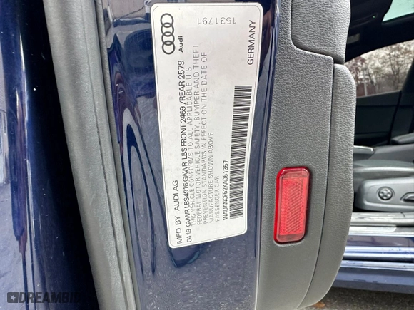 2019 Audi A5 Sportback Premium with VIN WAUANCF52KA051357, listed as a Copart auction lot 78694784 with NaN miles and Clean Title. Bid and sale history available at carsss.com. Image 10.