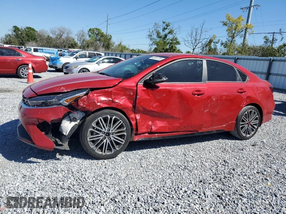 2023 Kia Forte GT with VIN 3KPF44AC5PE675990, listed as a Copart auction lot 48951755 with 24,299 mi miles and Non Repairable. Bid and sale history available at carsss.com. Image 1.