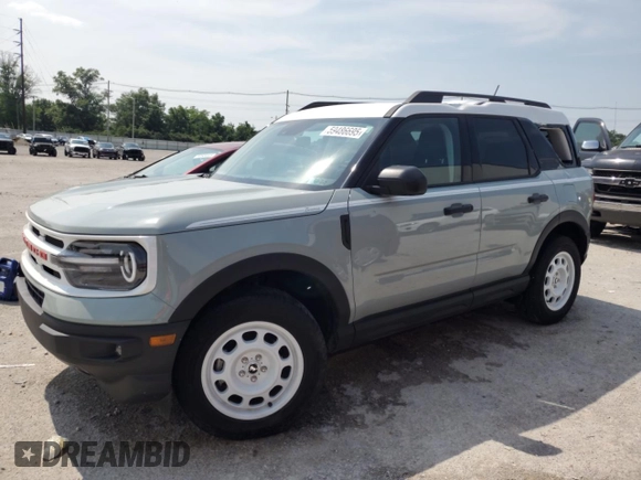 2023 Ford Bronco Sport Heritage z VIN 3FMCR9G68PRD84102, wystawiony jako Copart lot #59486695 z przebiegiem 17 710 mil mil oraz Szkoda całkowita • Salvage title. Historia ofert i sprzedaży dostępna na DreamBid. Obrazek 1.
