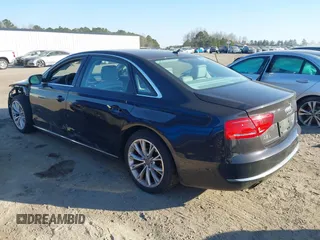 2012 Audi A8 L with VIN WAURVAFD1CN020870, listed as a IAAI auction lot 41701012 with 89,338 mi miles. Bid and sale history available at carsss.com. Image 3.