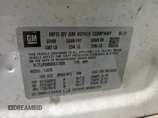 2021 Chevrolet Trax LT с VIN KL7CJPSM5MB372699, выставлен на аукционе Copart как лот 57873255 с пробегом 77 361 миль миль и Списание • Salvage title. История ставок и продаж доступна на DreamBid. Изображение 13.