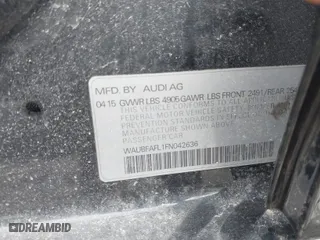 2015 Audi A4 Premium with VIN WAUBFAFL1FN042636, listed as a IAAI auction lot 41867519 with 84,927 mi miles. Bid and sale history available at carsss.com. Image 9.