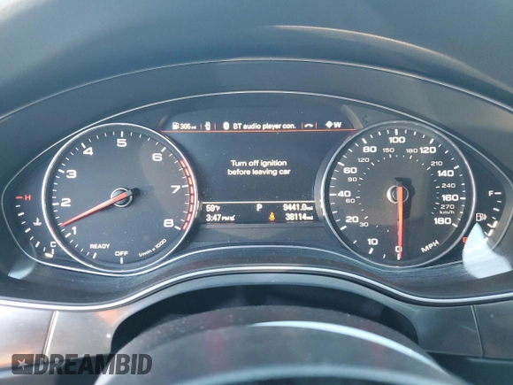 2018 Audi A7 Premium Plus with VIN WAUW3AFC0JN058832, listed as a Copart auction lot 46871925 with 38,114 mi miles and Salvage Title. Bid and sale history available at carsss.com. Image 9.