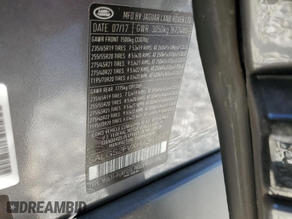 2017 Land Rover Range Rover HSE с VIN SALGS2FVXHA361547, выставлен на аукционе Copart как лот 53793025 с пробегом 122 420 миль миль и Списание • Salvage title. История ставок и продаж доступна на DreamBid. Изображение 14.