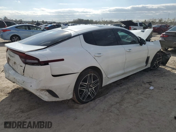 2023 Kia Stinger GT2 with VIN KNAE55LC7P6126371, listed as a Copart auction lot 86186454 with 80,968 mi miles and Salvage Title. Bid and sale history available at carsss.com. Image 3.