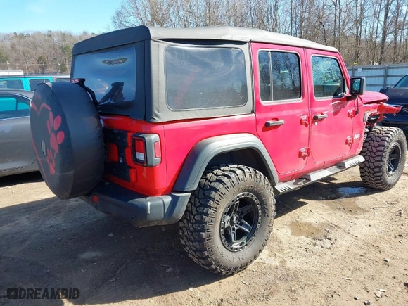 2019 Jeep Wrangler Unlimited Sport with VIN 1C4HJXDG0KW519050, listed as a IAAI auction lot 41621866 with 64,965 mi miles. Bid and sale history available at carsss.com. Image 4.