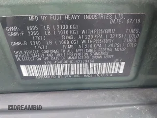 2011 Subaru Outback Premium with VIN 4S4BRDHC5B2329168, listed as a IAAI auction lot 42706057 with 210,621 mi miles and . Bid and sale history available at DreamBid. Image 9.