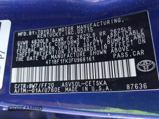 2015 Toyota Camry XLE with VIN 4T1BF1FK3FU968161, listed as a IAAI auction lot 41940151 with 145,168 mi miles. Bid and sale history available at carsss.com. Image 9.