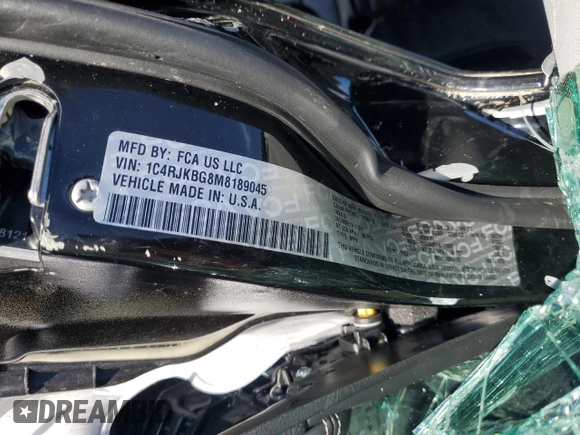 2021 Jeep Grand Cherokee Limited with VIN 1C4RJKBG8M8189045, listed as a Copart auction lot 57964365 with Not provided miles and Salvage title. Bid and sale history available at DreamBid. Image 12.