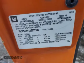 2003 Chevrolet Silverado 1500 with VIN 1GCEC14V23Z232947, listed as a Copart auction lot 76527364 with Not Provided miles and Non Repairable. Bid and sale history available at DreamBid. Image 12.
