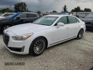 2018 Genesis G90 5.0L Ultimate with VIN KMHG54JH3JU043703, listed as a Copart auction lot 77503744 with 0 mi miles and Salvage Title. Bid and sale history available at carsss.com. Image 1.