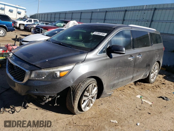 2018 Kia Sedona SX-L with VIN KNDME5C16J6396714, listed as a Copart auction lot 81565164 with 73,400 mi miles and Salvage Title. Bid and sale history available at carsss.com. Image 1.