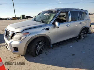 2017 Nissan Armada Platinum z VIN JN8AY2NDXH9010339, wystawiony jako Copart lot #47546625 z przebiegiem Nie podano mil oraz Szkoda całkowita • Salvage title. Historia ofert i sprzedaży dostępna na DreamBid. Obrazek 1.