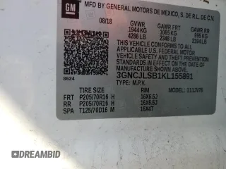 2019 Chevrolet Trax LT z VIN 3GNCJLSB1KL155891, wystawiony jako Copart lot #49586375 z przebiegiem Nie podano mil oraz Szkoda całkowita • Salvage title. Historia ofert i sprzedaży dostępna na DreamBid. Obrazek 14.