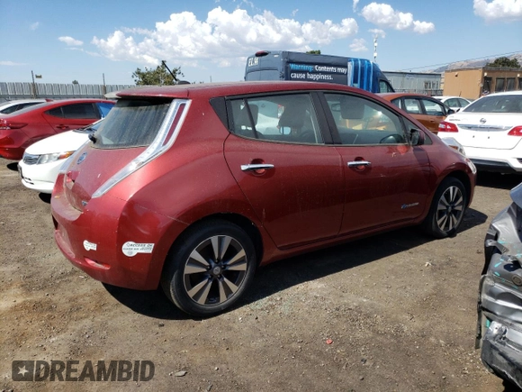 2015 Nissan LEAF SV with VIN 1N4AZ0CP0FC303912, listed as a Copart auction lot 64177143 with 24,733 mi miles. Bid and sale history available at carsss.com. Image 3.