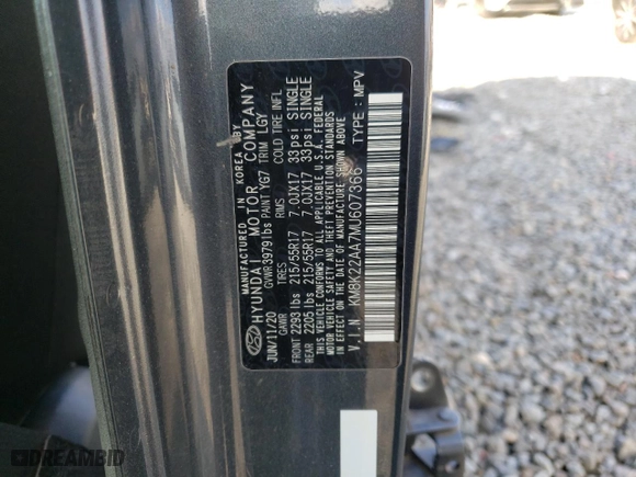2021 Hyundai Kona SEL with VIN KM8K22AA7MU607366, listed as a Copart auction lot 82189284 with 100,544 mi miles and Salvage Title. Bid and sale history available at carsss.com. Image 14.