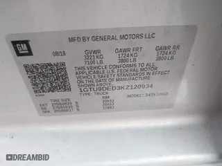 2019 GMC Sierra 1500 SLT with VIN 1GTU9DED3KZ120934, listed as a IAAI auction lot 41233132 with 115,293 mi miles. Bid and sale history available at carsss.com. Image 9.