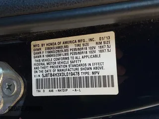 2013 Acura RDX with VIN 5J8TB4H3XDL019478, listed as a IAAI auction lot 41874844 with 169,210 mi miles and . Bid and sale history available at carsss.com. Image 9.
