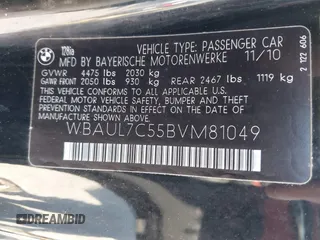 2011 BMW 1 Series 128i with VIN WBAUL7C55BVM81049, listed as a IAAI auction lot 41892811 with 50,659 mi miles and . Bid and sale history available at carsss.com. Image 9.