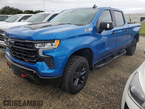 2023 Chevrolet Silverado 1500 LT Trail Boss with VIN 3GCUDFE89PG291160, listed as a Copart auction lot 74374664 with 5,757 mi miles and Salvage Title. Bid and sale history available at DreamBid. Image 1.