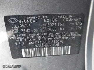 2018 Hyundai Elantra Value Edition with VIN KMHD84LF8JU519076, listed as a IAAI auction lot 41602336 with 148,868 mi miles. Bid and sale history available at carsss.com. Image 9.